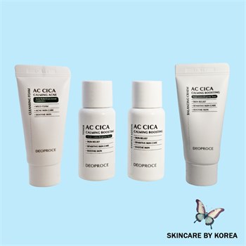 Deoproce Успокаивающий набор миниатюр для лица (30мл + 30мл + 15гр + 15мл) Ac Cica Calming Boosting Trial Kit 4 предмета 05497 - фото 10301