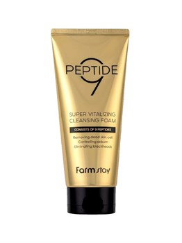 FARM STAY PEPTIDE 9 SUPER VITALIZING CLEANSING FOAM 180ml Омолаживающая очищающая пенка с комплексом из 9 пептидов 04641 - фото 6209