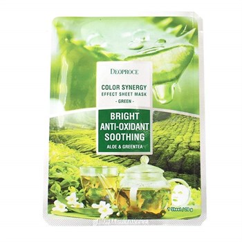 ДП SHEET Маска тканевая на основе экстрактов алоэ и зеленого чая DEOPROCE COLOR SYNERGY EFFECT SHEET MASK GREEN  20гр !СРОКИ ГОДНОСТИ 02.2024! 01678 - фото 6653