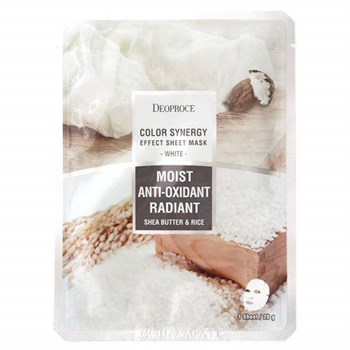 DEOPROCE Маска тканевая на основе масла ши и рисовой воды COLOR SYNERGY EFFECT SHEET MASK WHITE  20гр 00983 - фото 6677