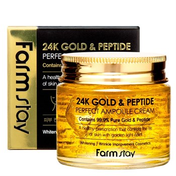 Farmstay 24K Gold & Peptide Perfect Ampoule Cream Крем для лица с золотом и пептидами 80 мл 02245 - фото 7088