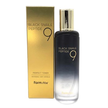 FARMSTAY BLACK SNAIL & PEPTIDE 9 PERFECT TONER 120ml Омолаживающий тонер с комплексом из 9 пептидов 04640 - фото 7294