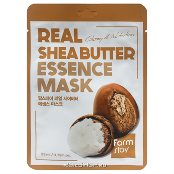 Тканевая маска питательная для лица с маслом Ши FARM STAY REAL SHEA BUTTER ESSENCE MASK 04163 - фото 7616