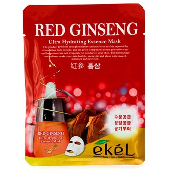 Ультра увлаж маска c экстрактом красного женьшеня EKEL RED GINSENG ULTRA HYDRATING ESSENCE MASK 02329 - фото 7632