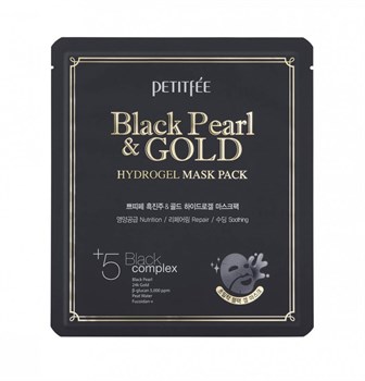 PETITFEE Гидрогелевая маска для лица с золотом и черным жемчугом Black Pearl & Gold Hydrogel Mask 32 г 1 шт 02143 - фото 8659