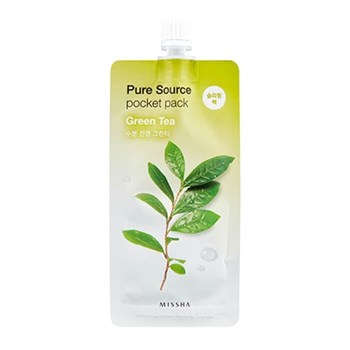 Missha Ночная несмываемая маска для лица с экстрактом зелёного чая Pure Source Pocket Pack - Green Tea 10 мл 04983 - фото 8930