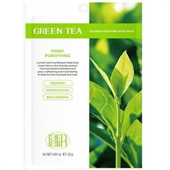 Lamelin calming moisture mask pack GREN TEA Успокаивающая тканевая маска для лица с экстрактом зеленого чая 30 гр 05077 - фото 8984