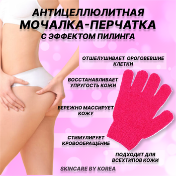 Мочалка-пилинг антицеллюлитная массажная перчатка средней жесткости Body Scrubber Glove 6928769420058 04050 - фото 9252