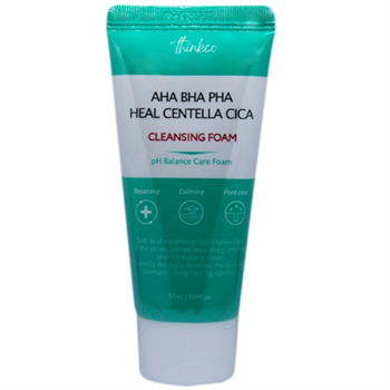 THINKCO Пенка для умывания ЦЕНТЕЛЛА АЗИАТСКАЯ И КИСЛОТЫ AHA, BHA, PHA Heal Centella Cica Cleansing Foam, 50 мл 05276 - фото 9393