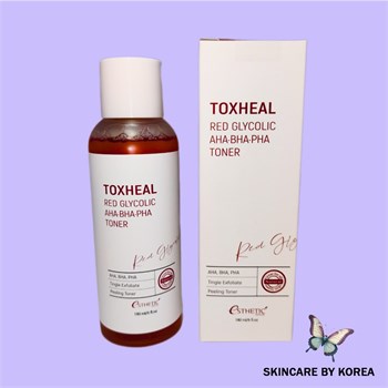 Esthetic House Toxheal Red Glycolic AHA-BHA-PHA Toner Тоник-пилинг с гликолевой кислотой 180 мл 04965 - фото 9745