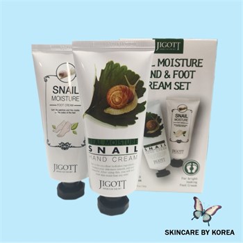 Jigott Набор крем для рук и крем для ног с муцином улитки Real Moiusture Hand & Foot Cream Set 100 мл 2 шт 02850 - фото 9895